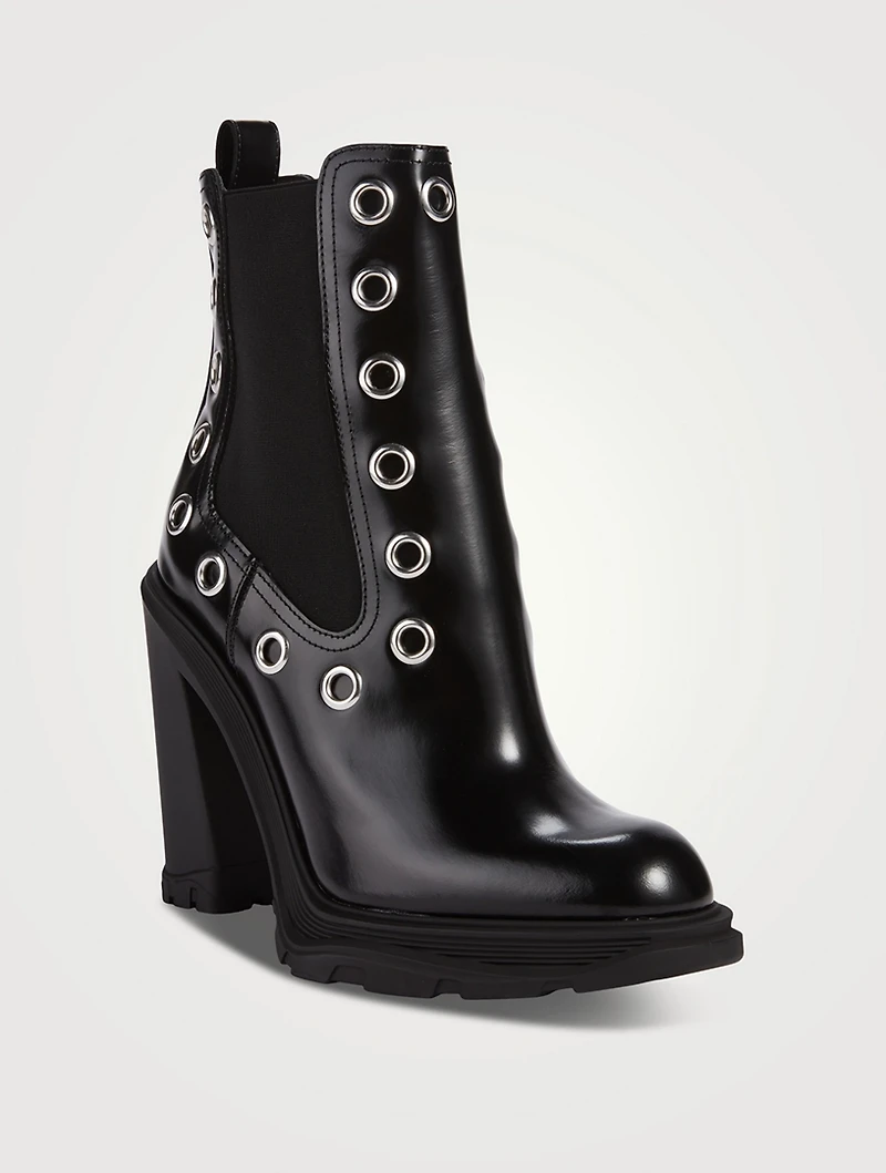 Eyelet Leather Ankle Boots