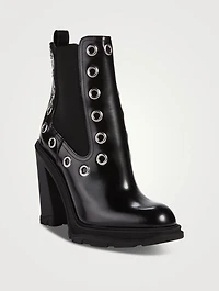Eyelet Leather Ankle Boots