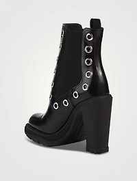 Eyelet Leather Ankle Boots