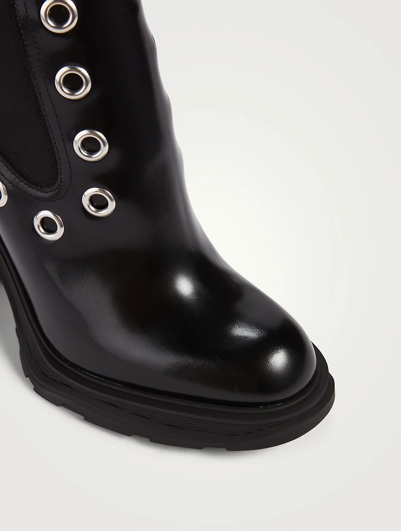Eyelet Leather Ankle Boots