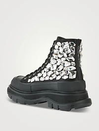 Tread Slick Crystal Shard Satin Boots