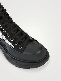Tread Slick Crystal Shard Satin Boots
