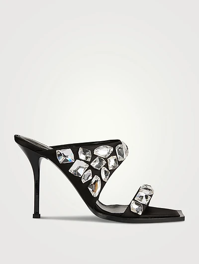Punk Crystal Shard Satin Mules