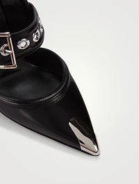 Punk Buckle Leather Mules