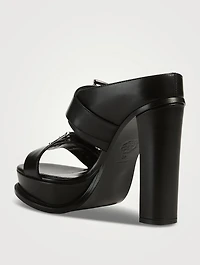 Double Buckle Leather Platform Mules