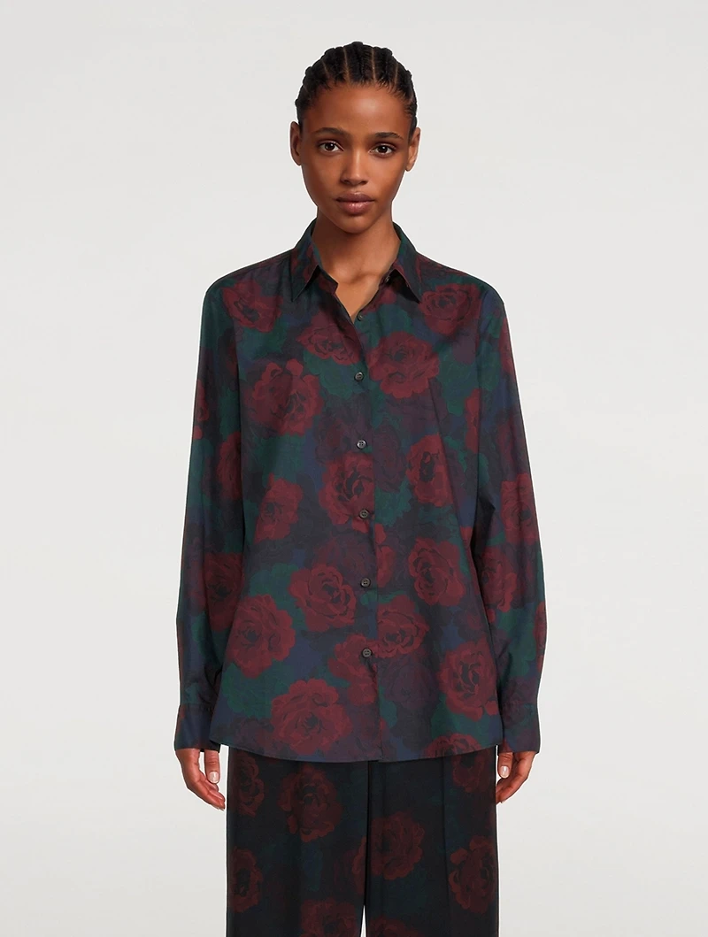 Clavelly Poplin Shirt Floral Print