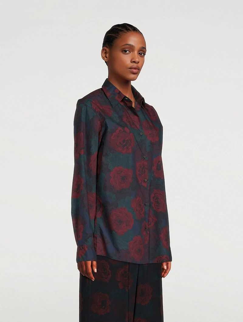 Clavelly Poplin Shirt Floral Print