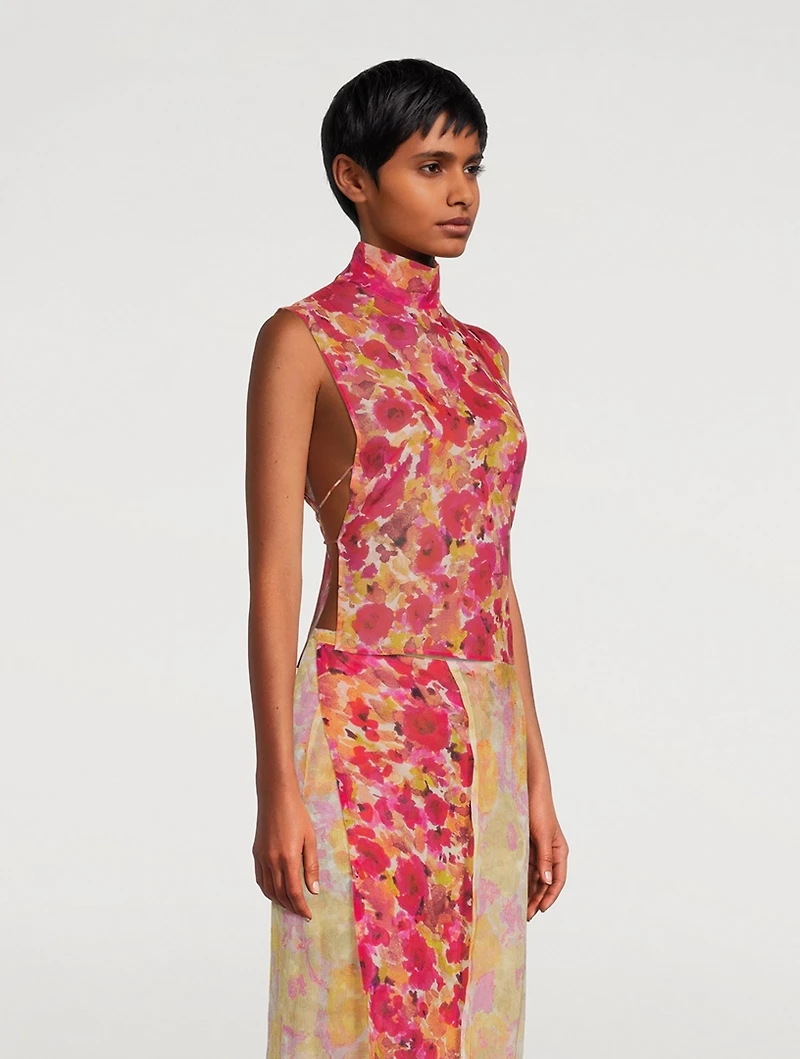 Carma Silk Bib Floral Print