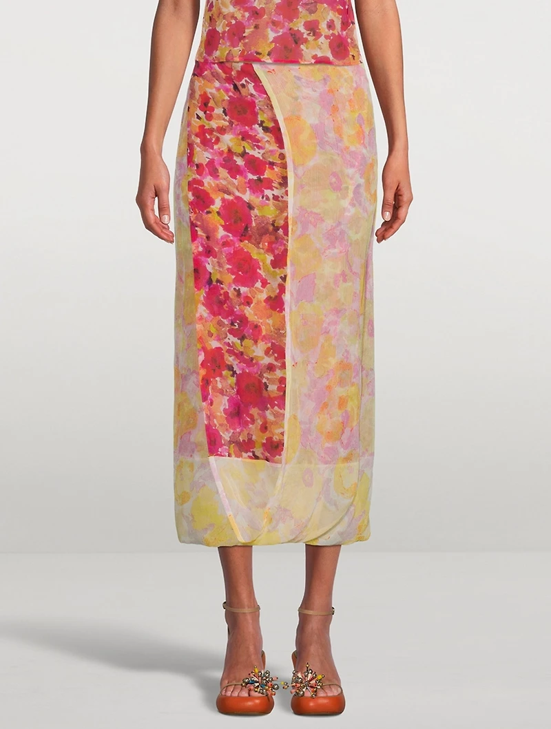 Spa Silk Wrap Skirt Floral Print