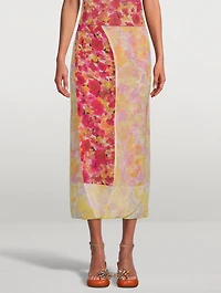Spa Silk Wrap Skirt Floral Print