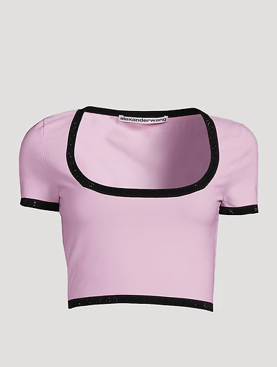 Compact Nylon Crop T-Shirt