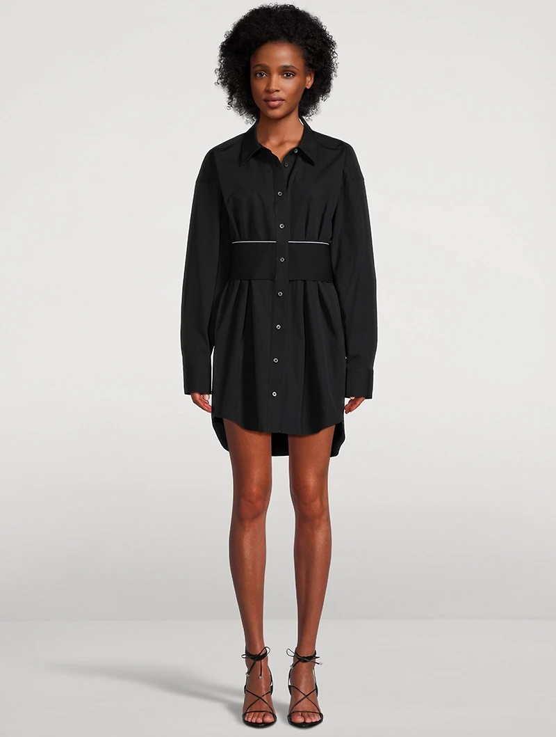 Logo-Elastic Poplin Shirt Dress