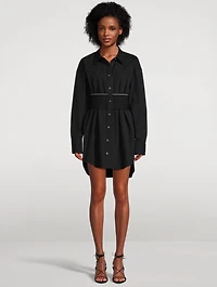 Logo-Elastic Poplin Shirt Dress
