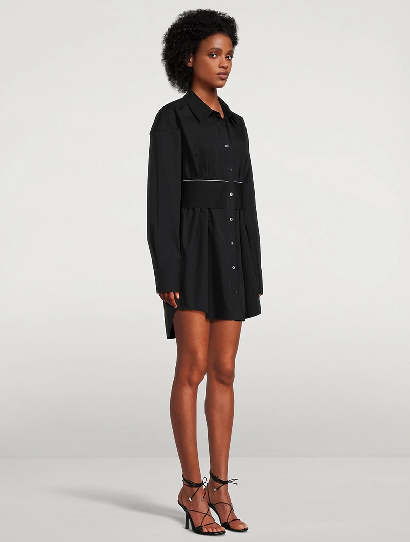 Logo-Elastic Poplin Shirt Dress