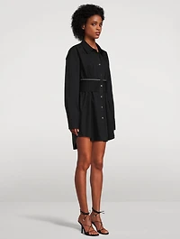 Logo-Elastic Poplin Shirt Dress