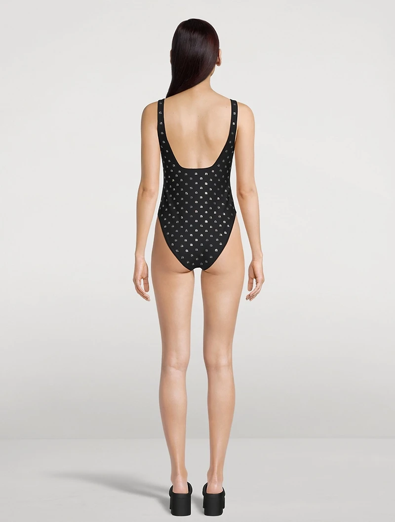 Crystal Logo One-Piece Swimsuit