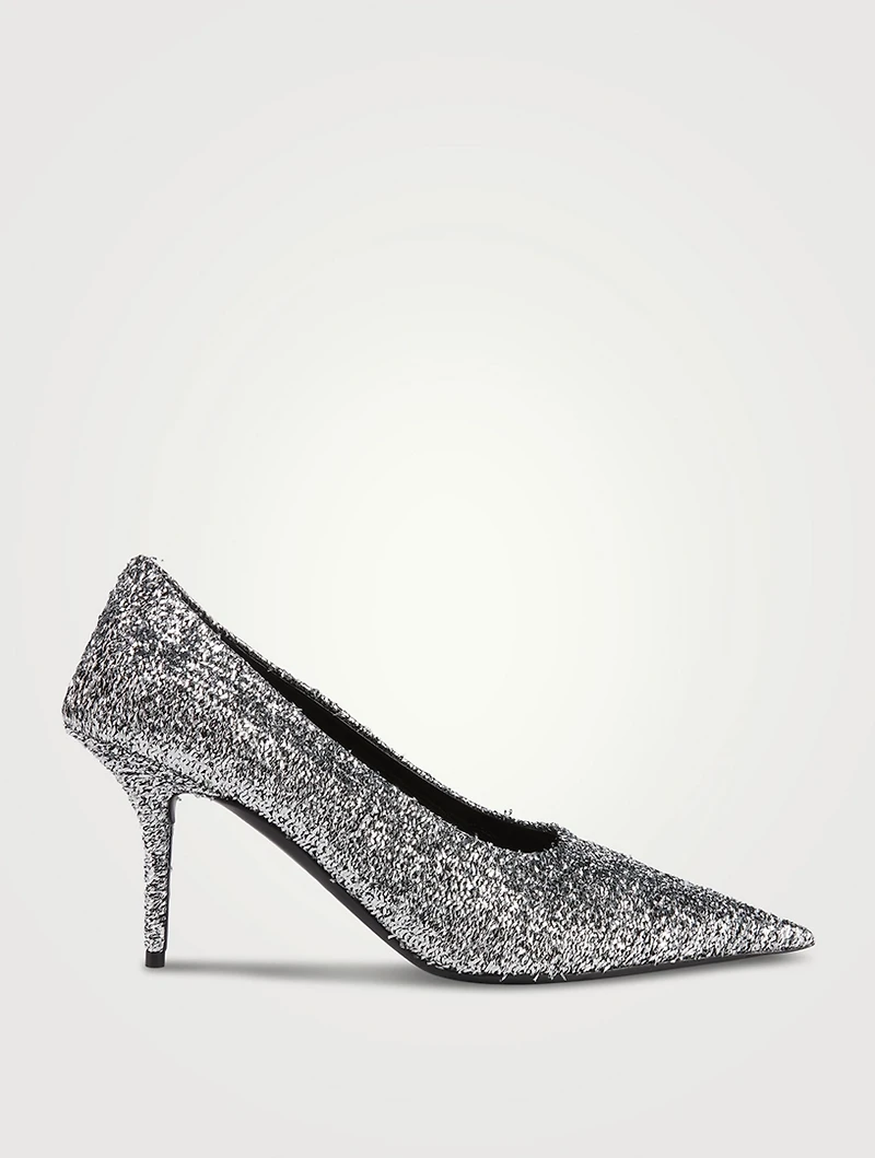 Square Knife Lamé Pumps