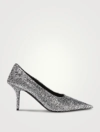 Square Knife Lamé Pumps