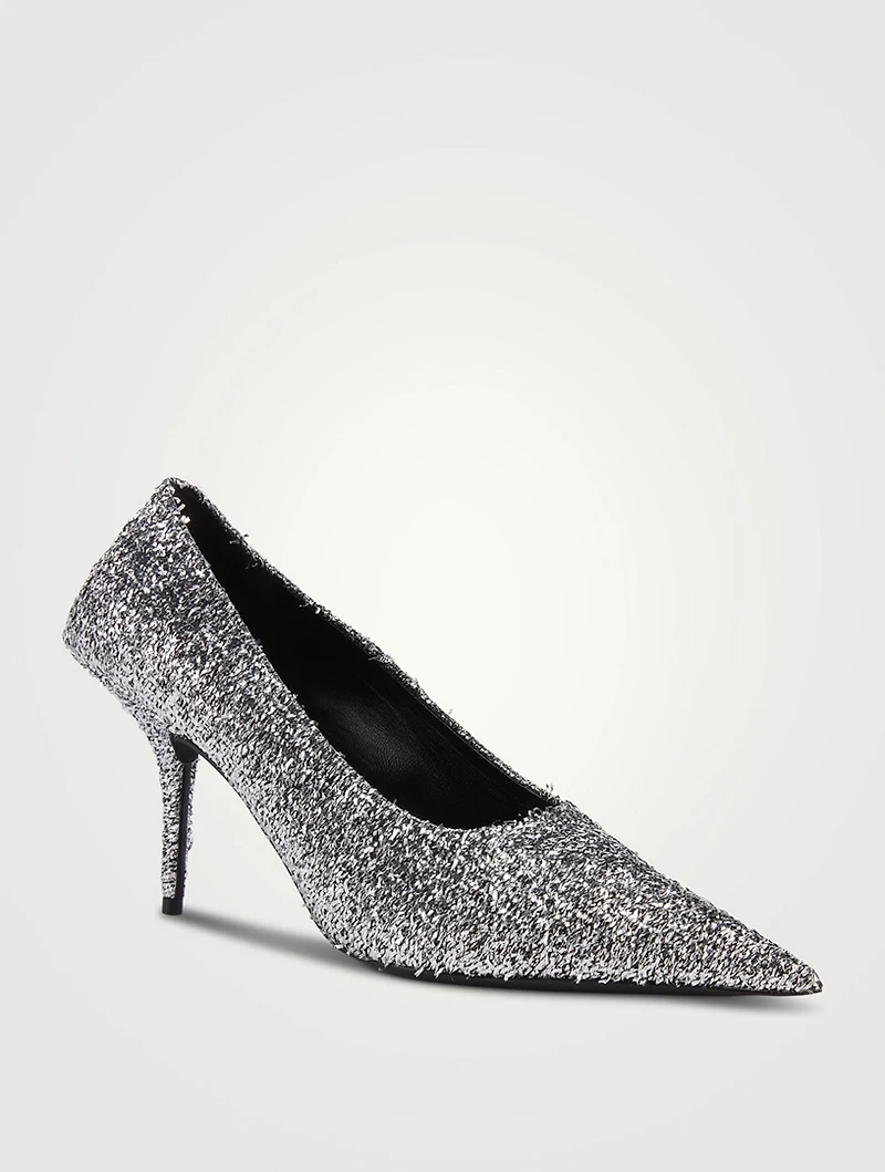 Square Knife Lamé Pumps