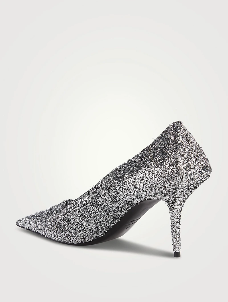 Square Knife Lamé Pumps