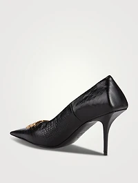 Square Knife BB Croc-Embossed Leather Pumps