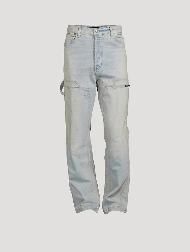 Denim Straight-Leg Carpenter Pants
