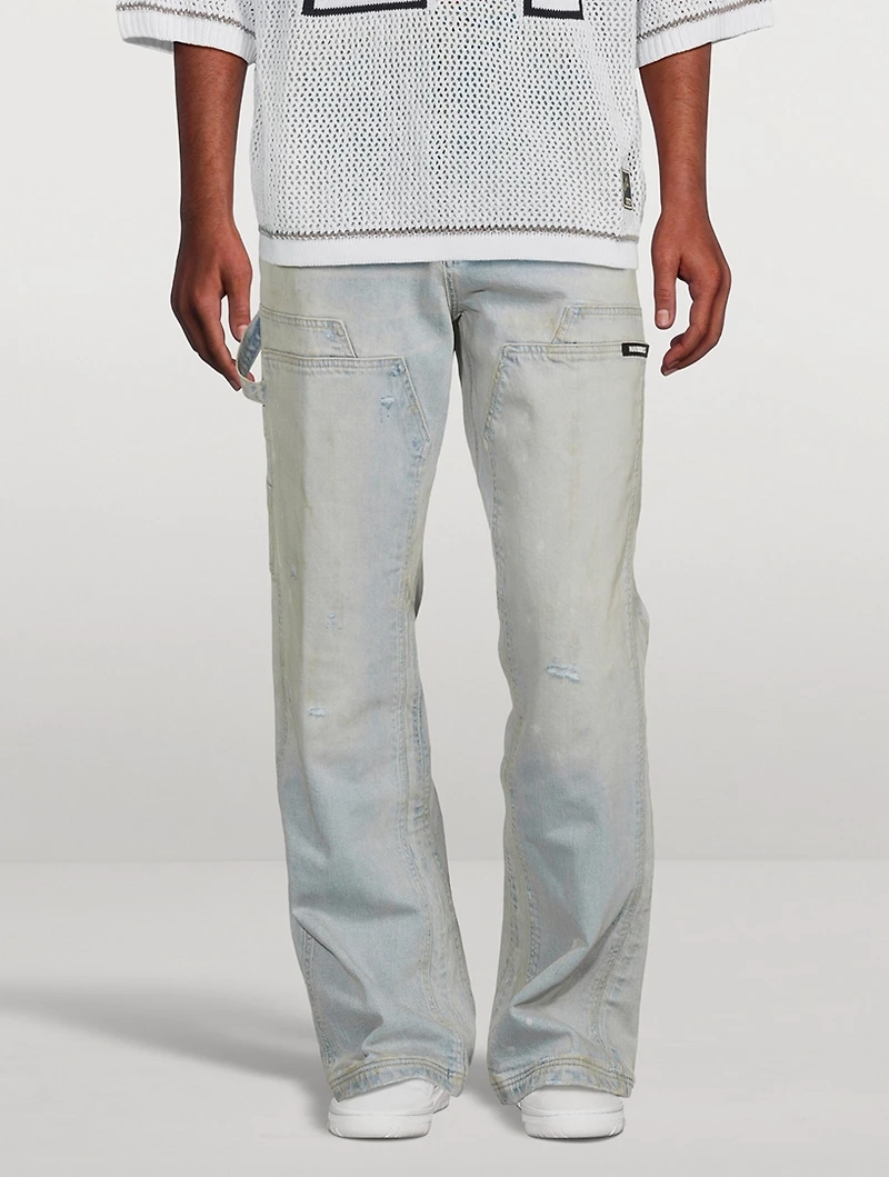 Denim Straight-Leg Carpenter Pants