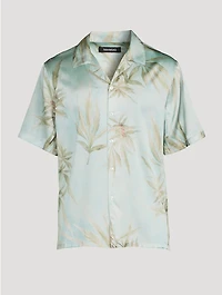 Silk Shirt Leaves Print