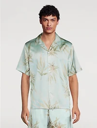 Silk Shirt Leaves Print