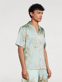Silk Shirt Leaves Print