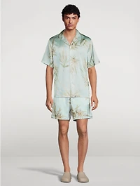Silk Shirt Leaves Print