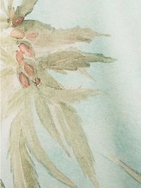 Silk Shirt Leaves Print