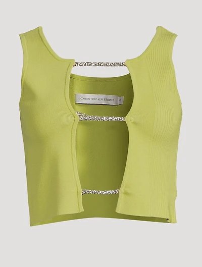 Crystal Lattice Front Knit Tank Top