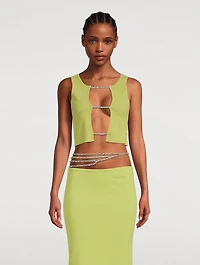 Crystal Lattice Front Knit Tank Top