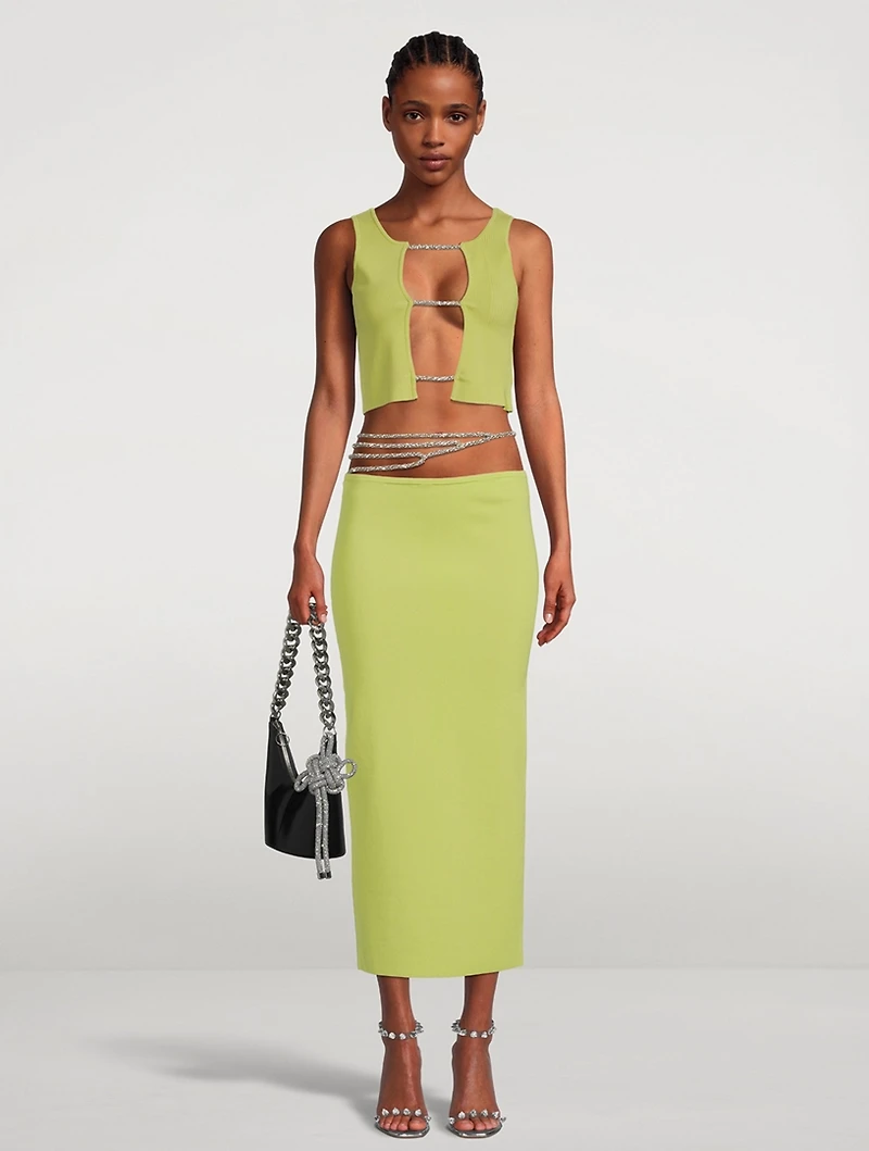 Crystal Lattice Front Knit Tank Top