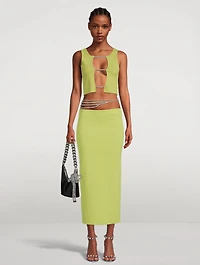 Crystal Lattice Front Knit Tank Top
