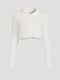 Double Button Cropped Cardigan