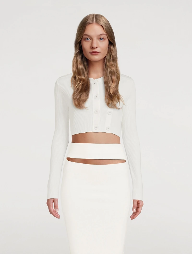 Double Button Cropped Cardigan
