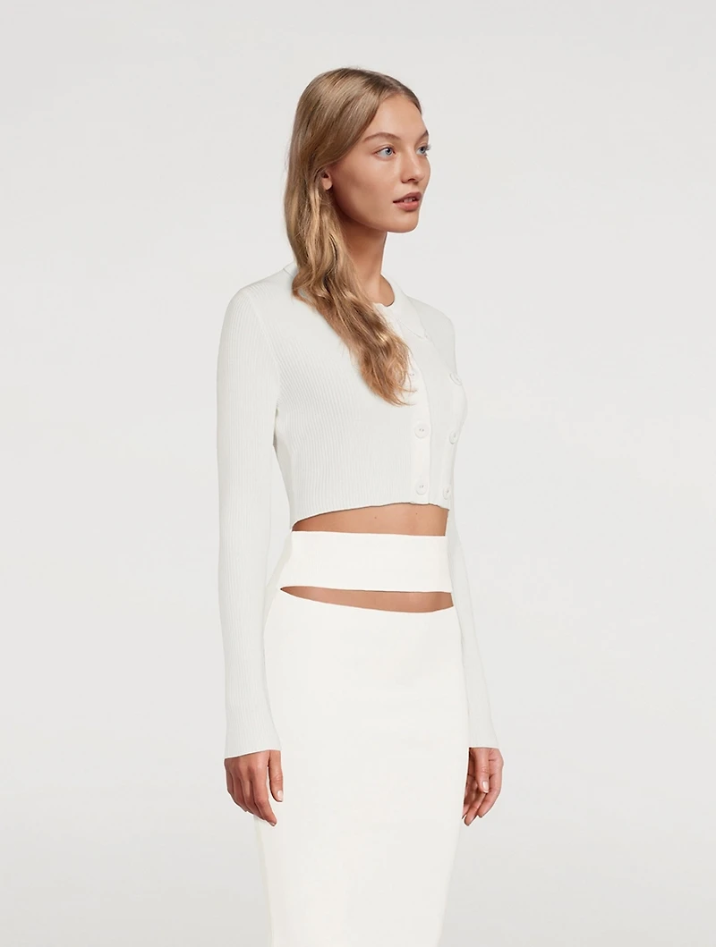 Double Button Cropped Cardigan