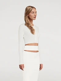 Double Button Cropped Cardigan