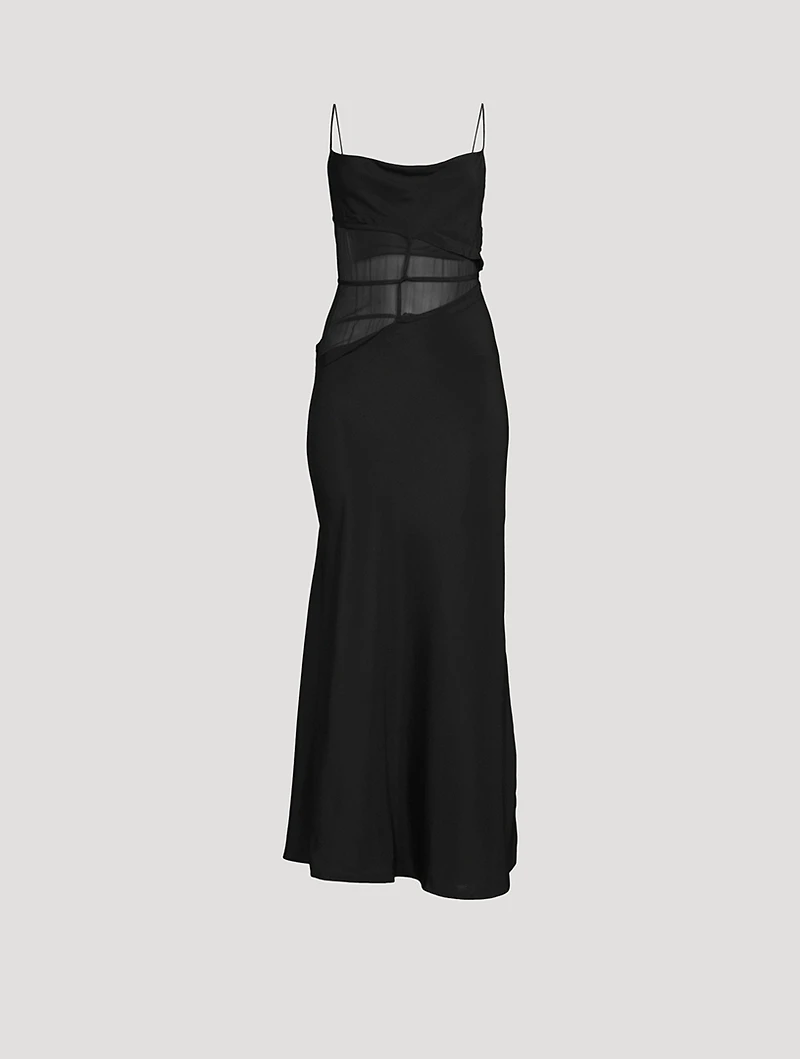 Split-Waist Tie Silk Dress