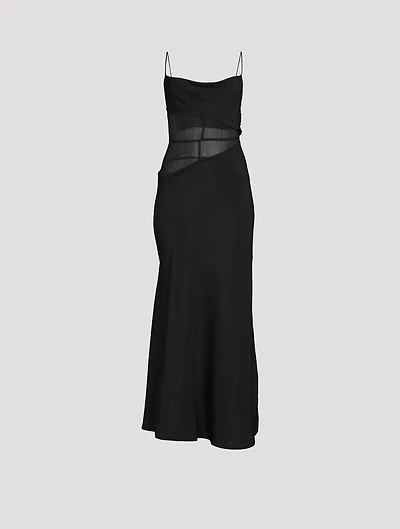 Split-Waist Tie Silk Dress