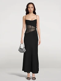Split-Waist Tie Silk Dress