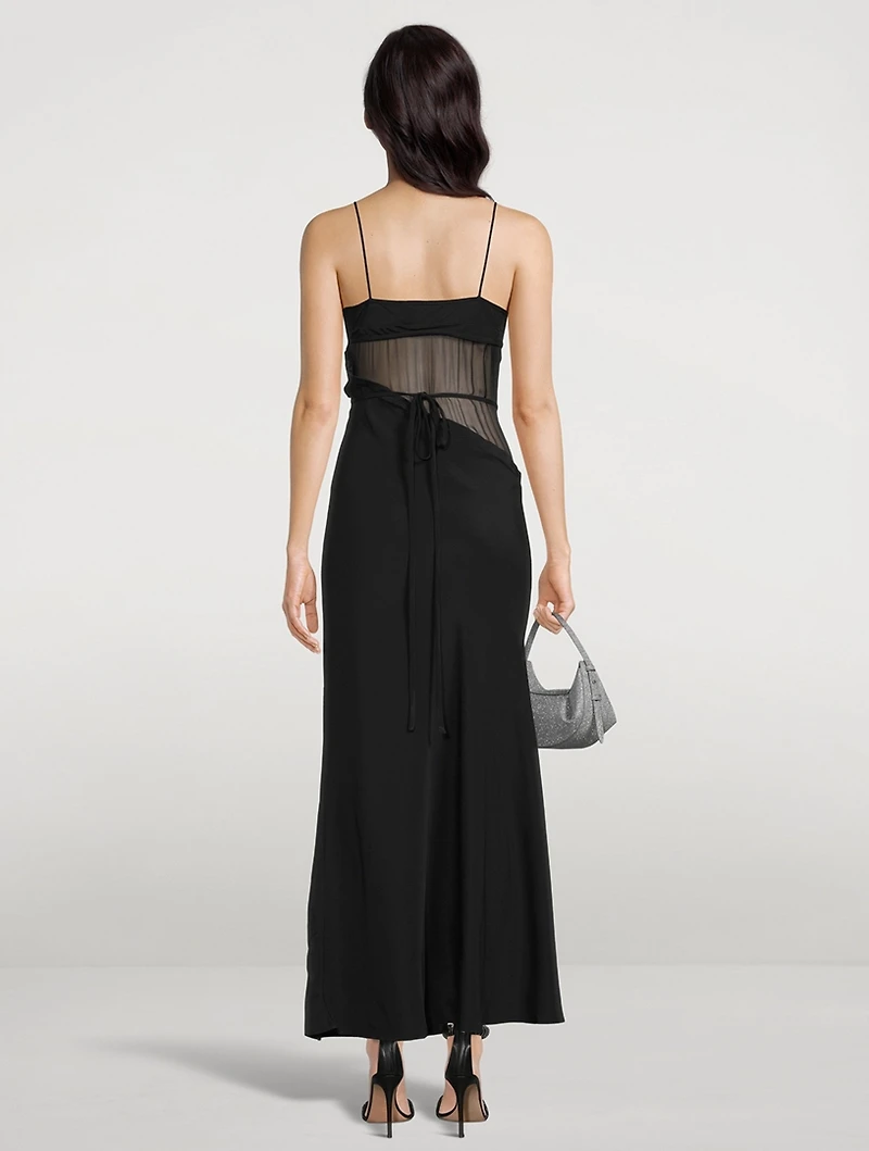 Split-Waist Tie Silk Dress
