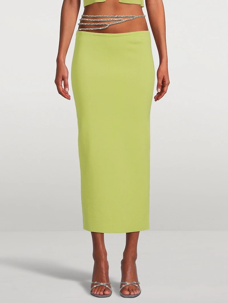 Crystal Lattice Knit Midi Skirt