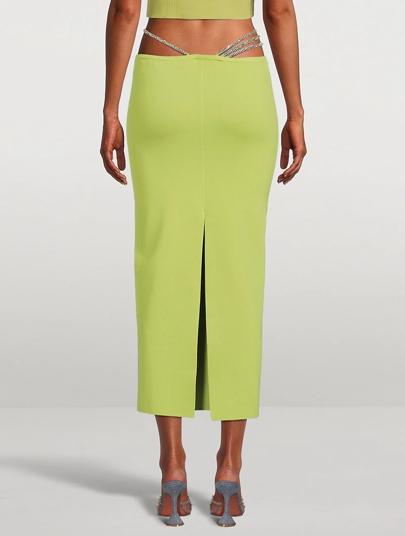 Crystal Lattice Knit Midi Skirt