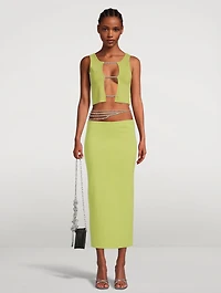 Crystal Lattice Knit Midi Skirt