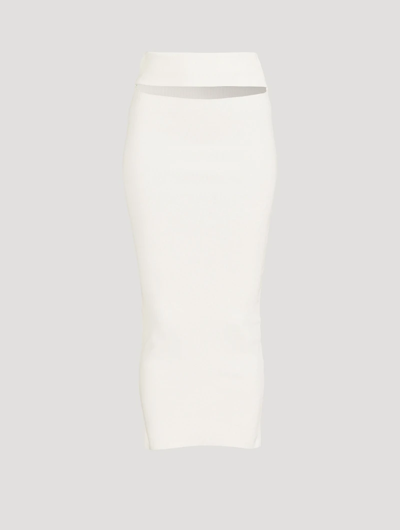 Split Micro Knit Midi Skirt