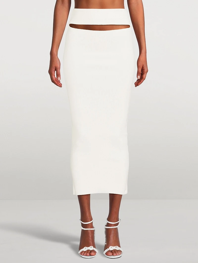 Split Micro Knit Midi Skirt