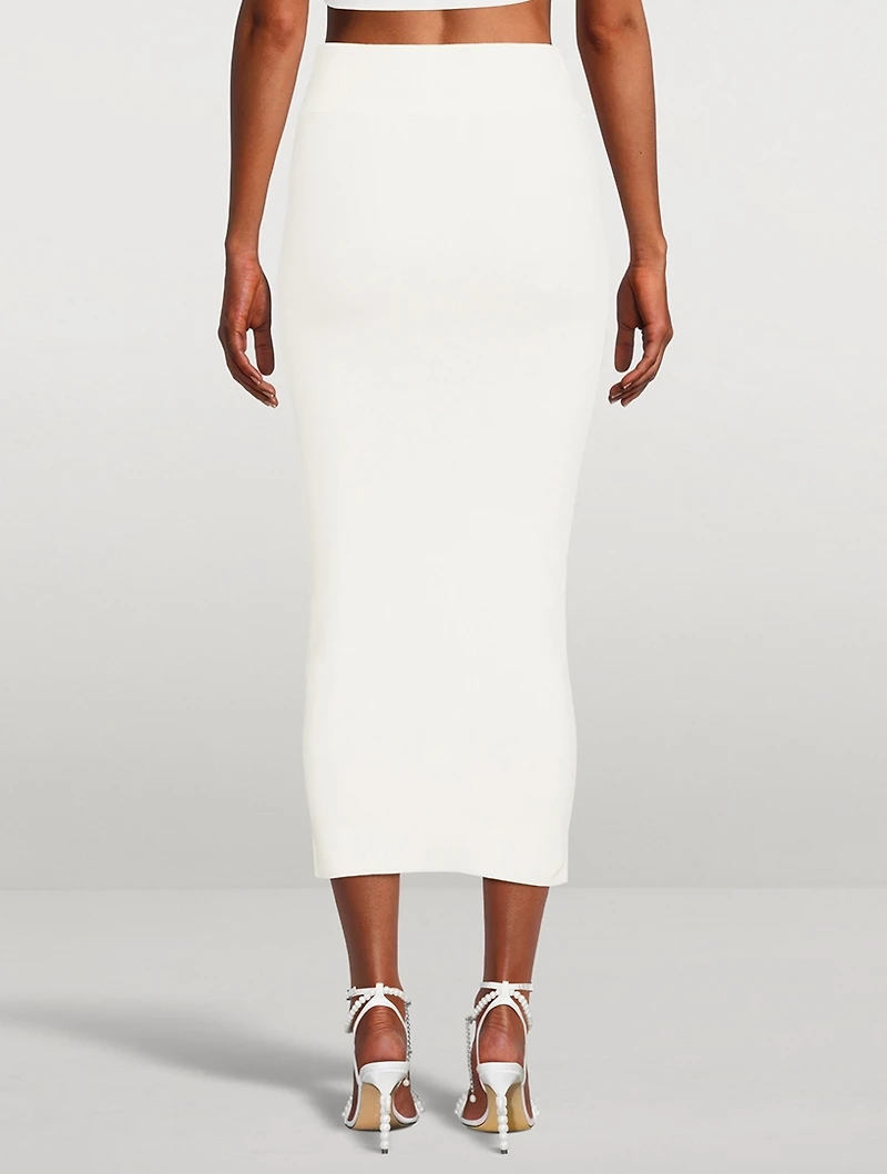 Split Micro Knit Midi Skirt
